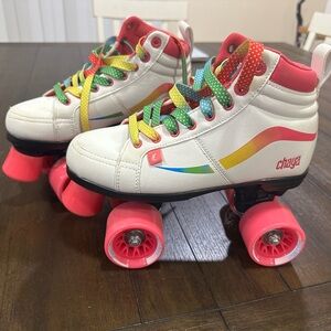Chaya White Skates with Pink Wheels